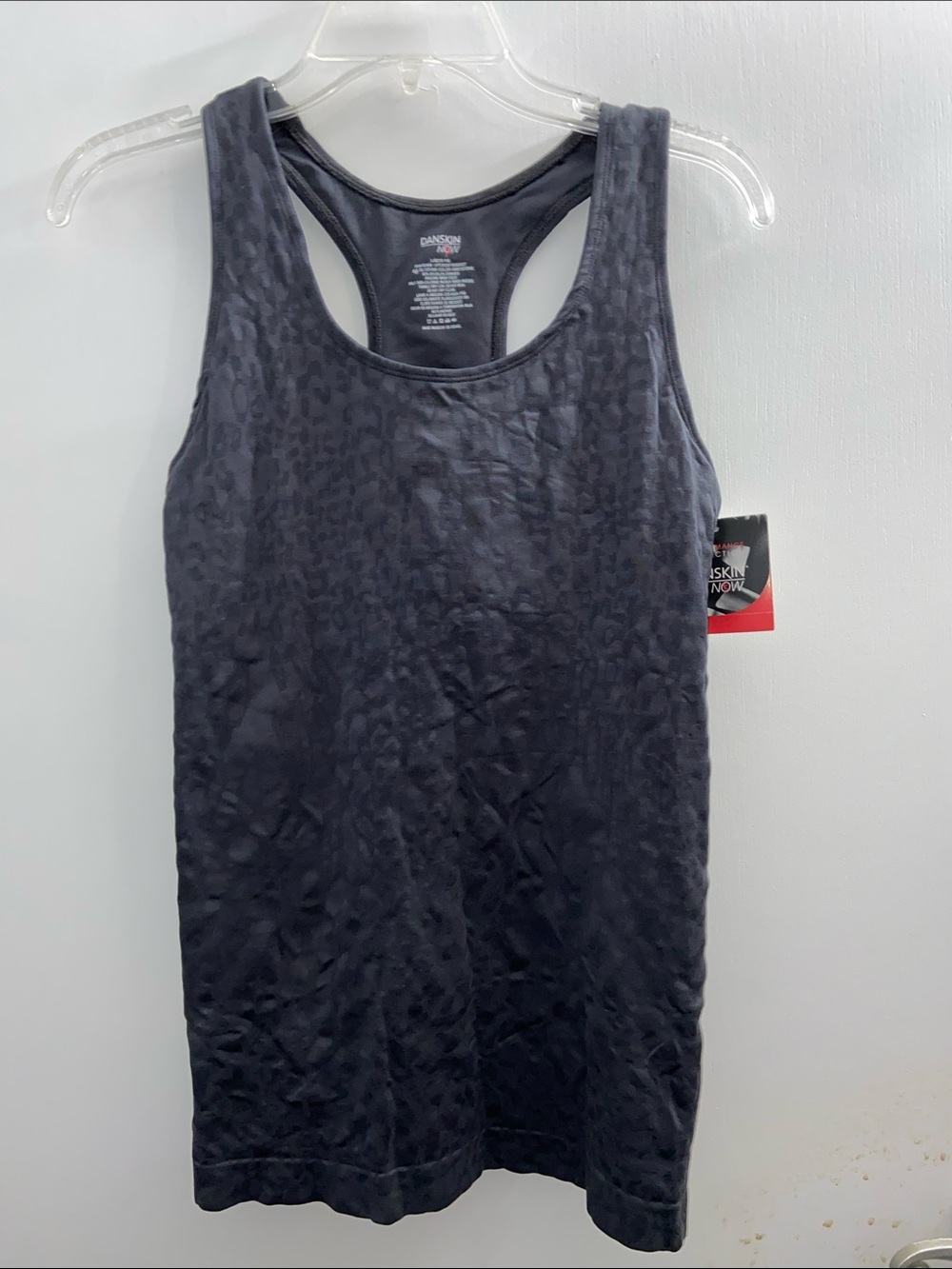Danskin Now Performance Dark Charcoal Leopard Racerback Tank Large (12-14) NWT